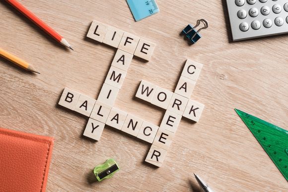 Work Life Balance gelegt mit Spielsteinen