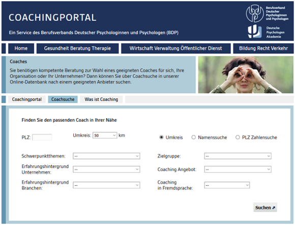 Couachsuche Coachingportal